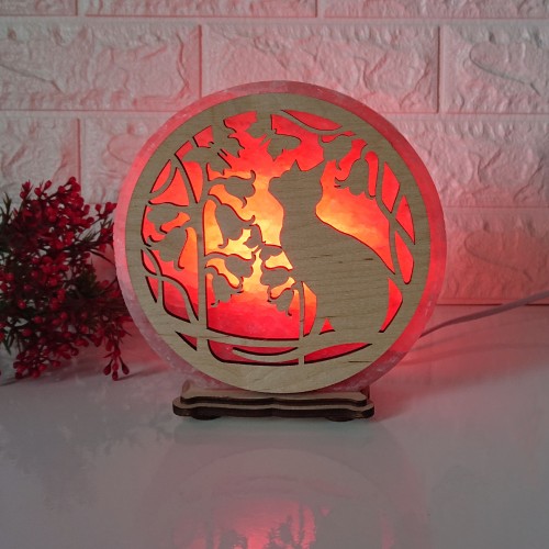 

Соляная лампа EcoDecorLamp круглая Кот красный
