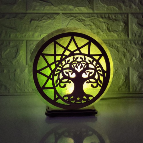 

Соляная лампа EcoDecorLamp круглая Дерево жизни зелёная