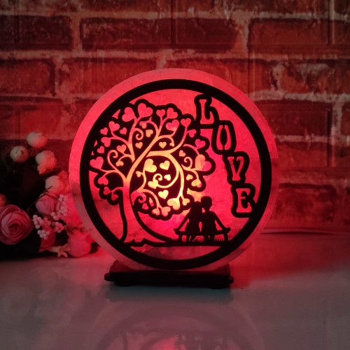 

Соляная лампа EcoDecorLamp круглая Дерево любви ХДФ красная