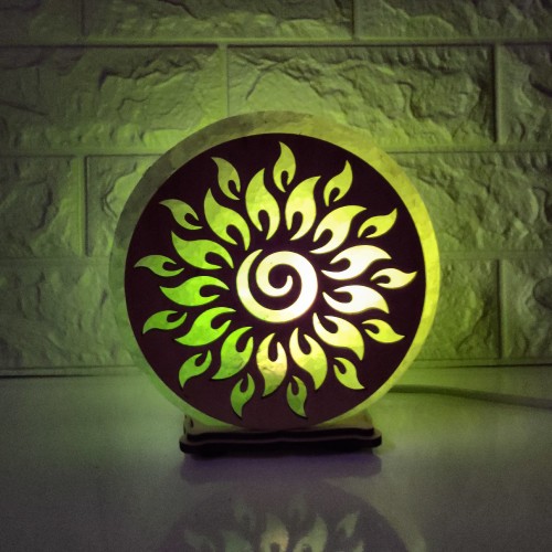 

Соляная лампа EcoDecorLamp круглая Солнце зелёная