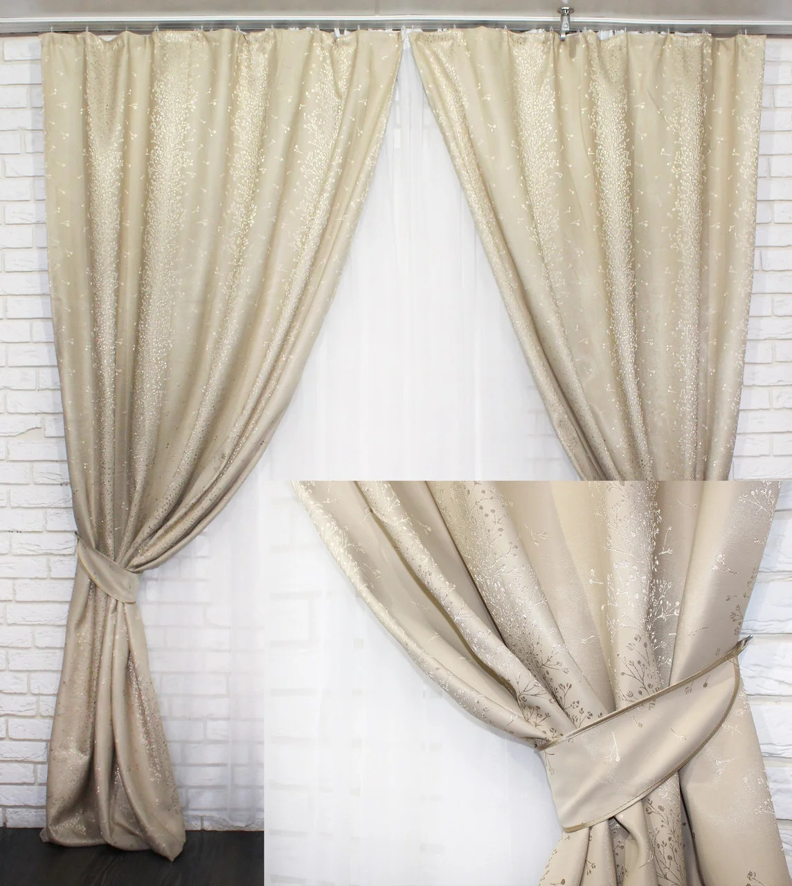

Комплект штор Chtextil блэкаут Молочный Ширина каждой шторы по 2.5м