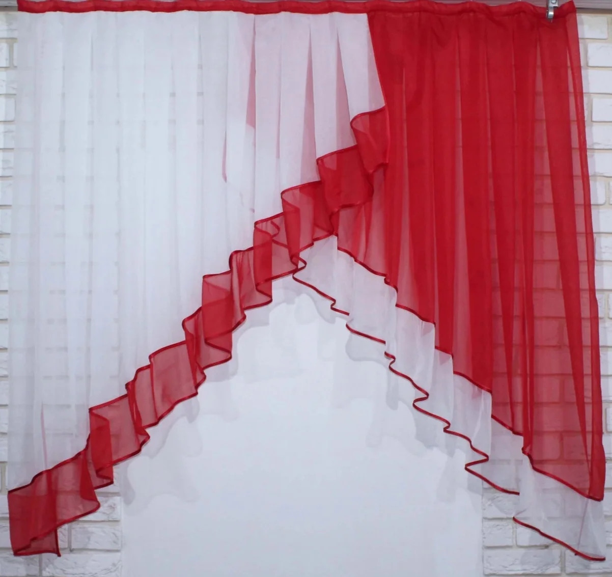 

Комплект на кухню Chtextil с карнизом 1.5 Белый с красным