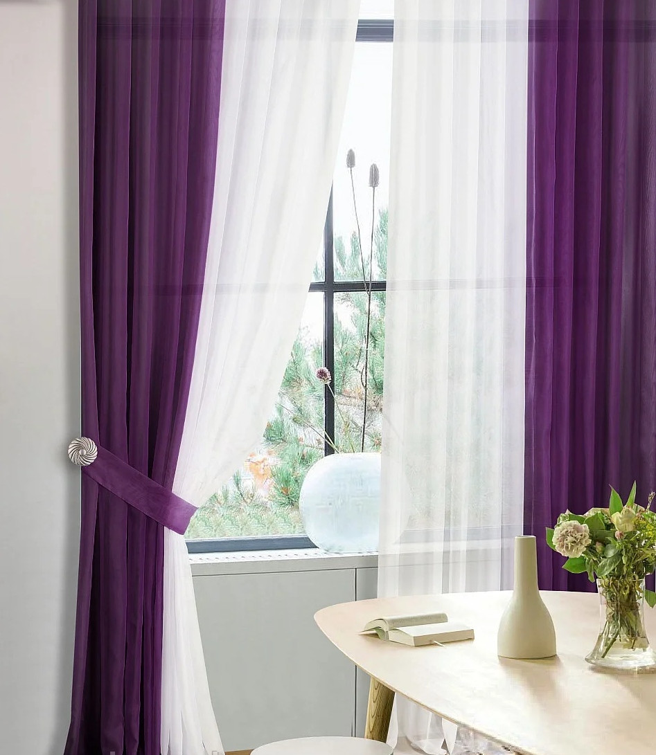 

Шторы Chtextil из шифона фиолетового цвета На карниз 4м