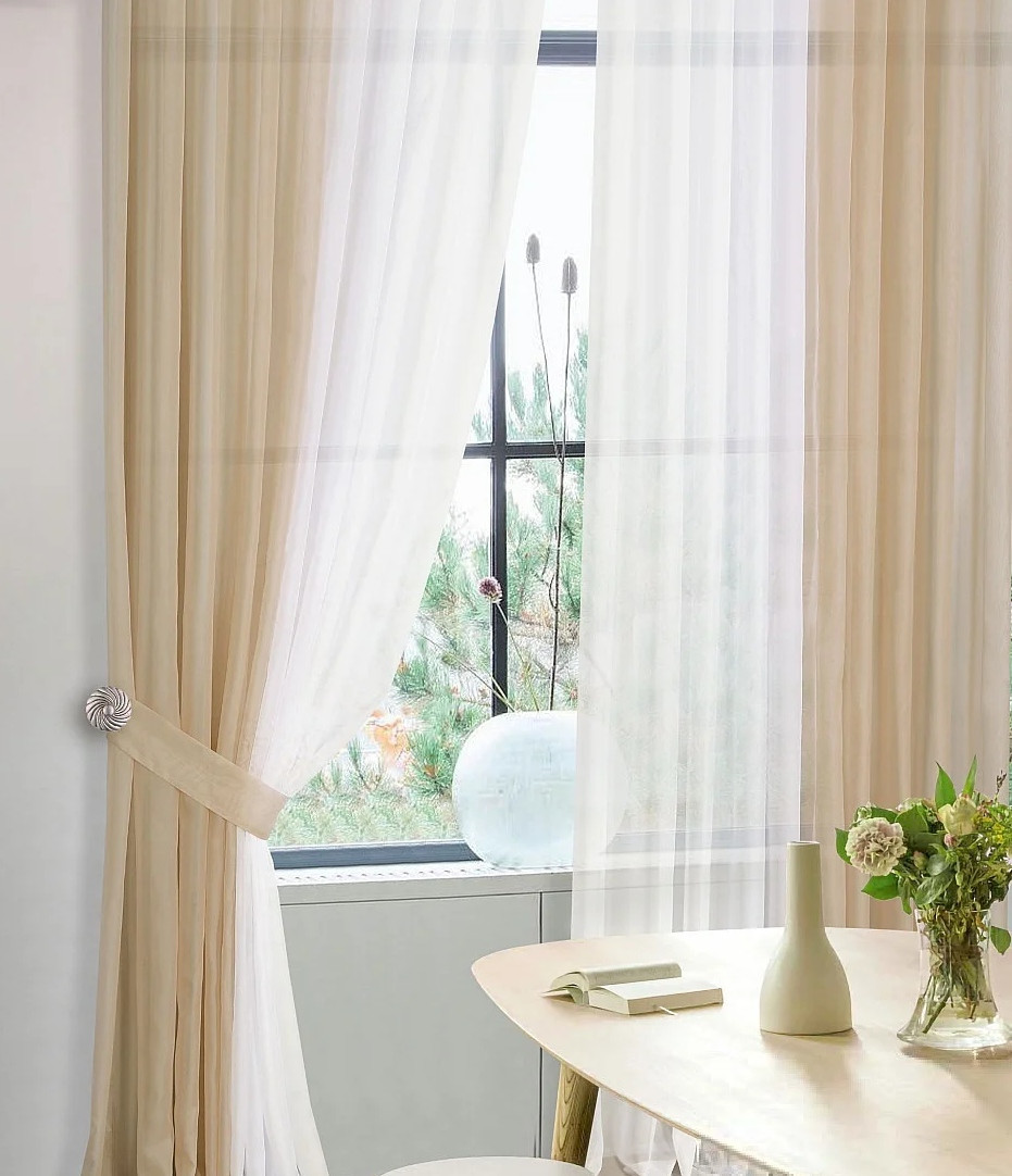 

Шторы Chtextil из вуали, бежевого цвета На карниз 2м