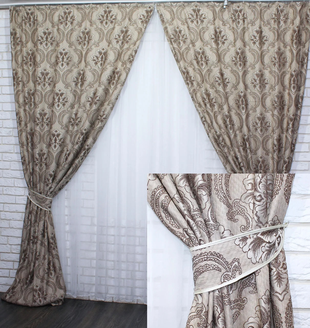 

Комплект штор Chtextil из ткани лён Ширина каждой шторы по 1,5м Серый