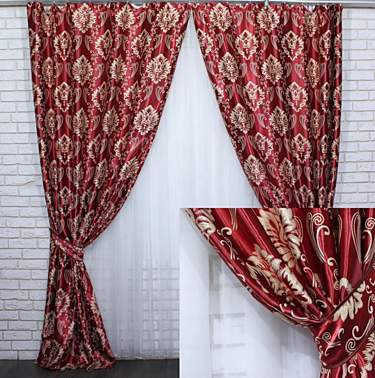 

Комплект штор Chtextil блэкаут Красный Ширина каждой шторы по 1м