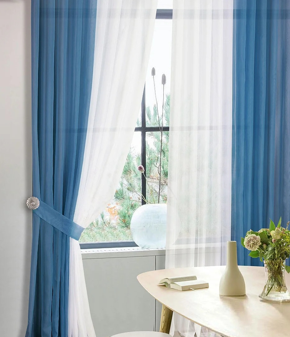 

Шторы Chtextil из вуали, цвет синий и белый