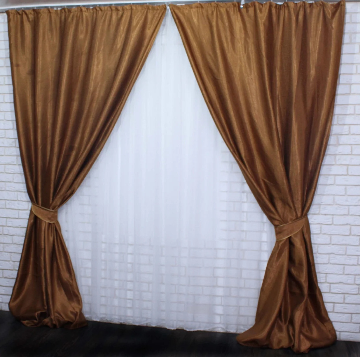 

Комплект штор Chtextil з тканини блекаут -софт Люкс Коричневый Ширина каждой шторы по 1,5м