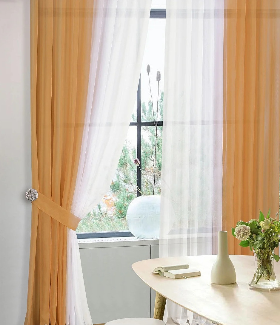 

Шторы Chtextil из вуали, цвет янтарный и белый На карниз 2м