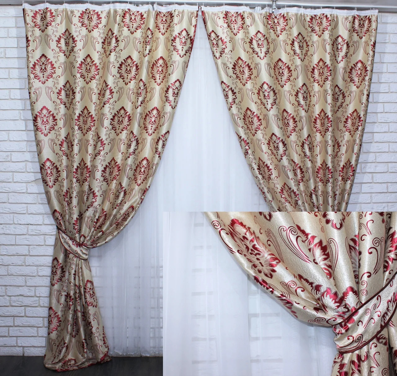 

Комплект штор Chtextil блэкаут Бежевый с бордовым