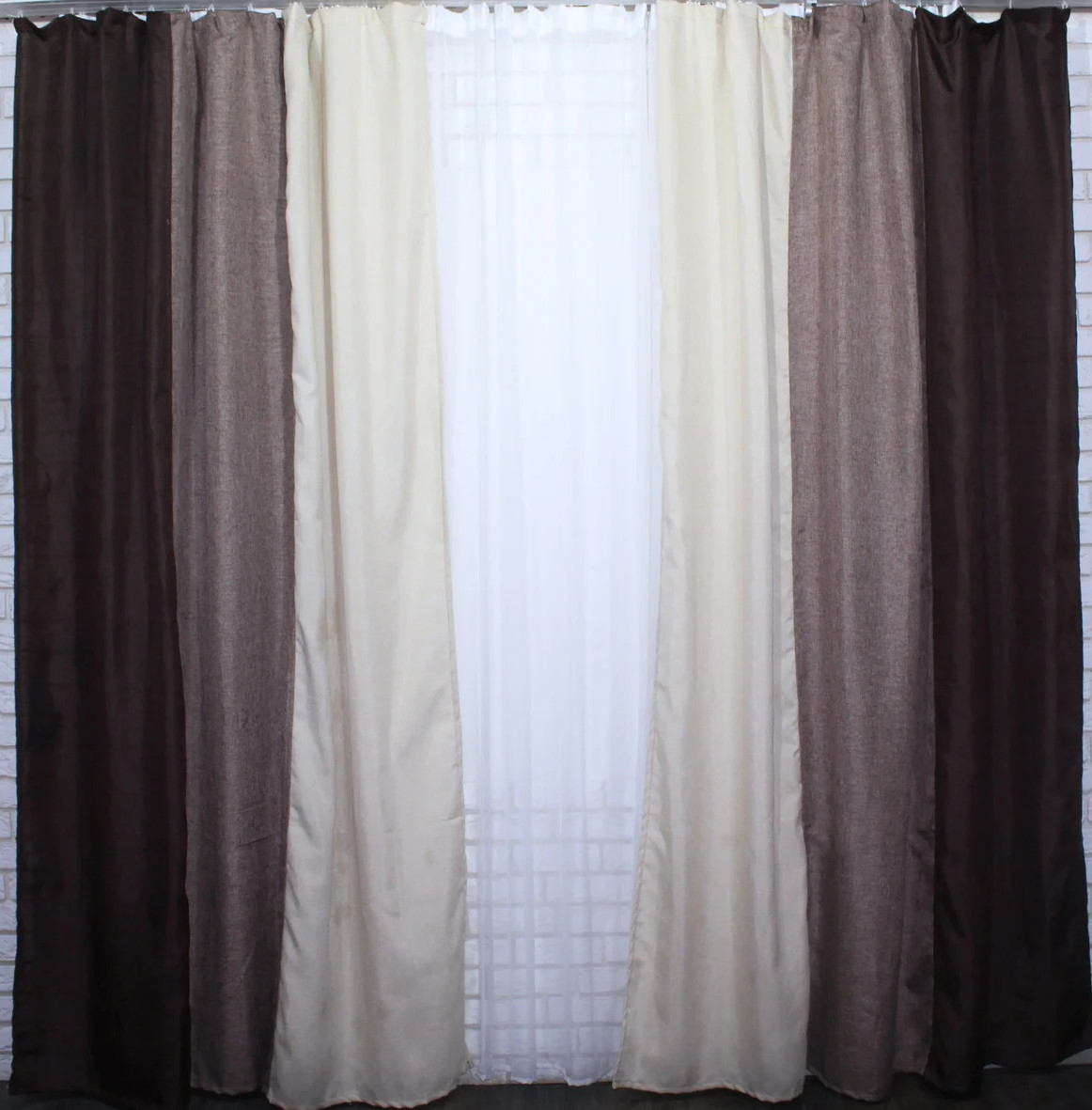

Комбіновані штори Chtextil з тканини Льон Сірий