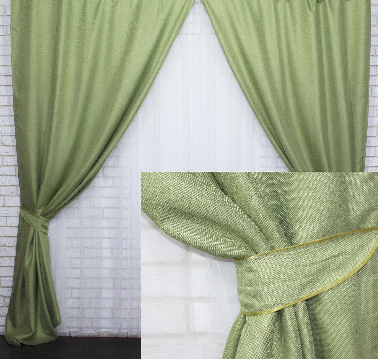 

Комплект світлонепроникних штор Chtextil колекція блекаут "Льон Мешковина", колір салатовий. код 320ш 2м