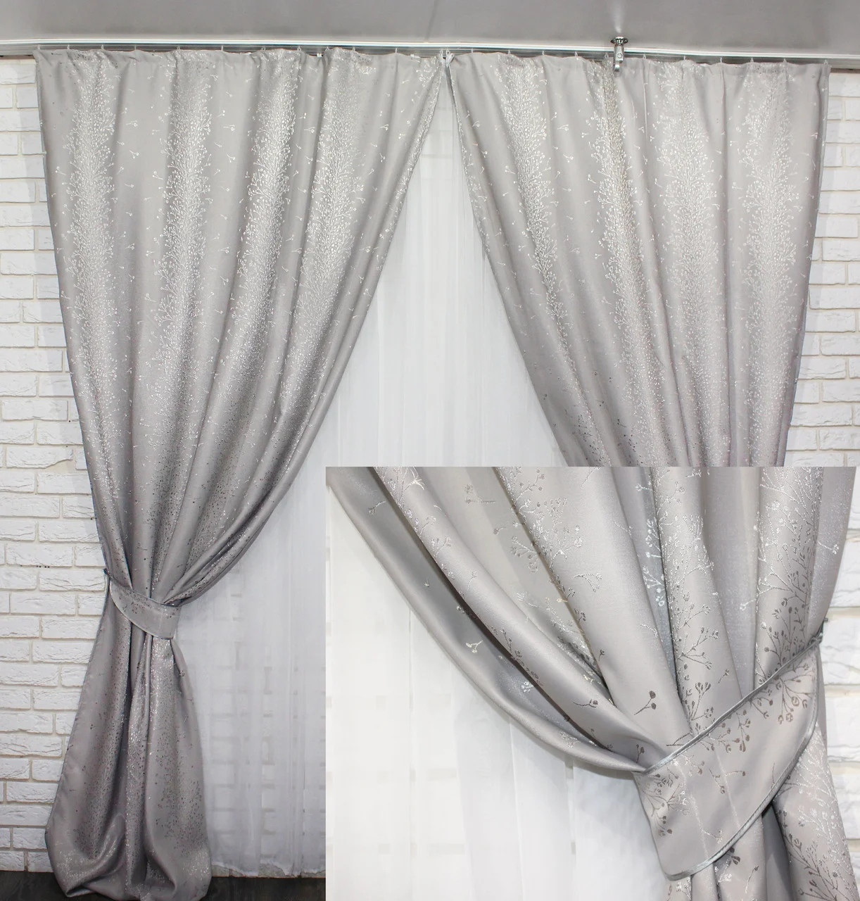 

Комплект штор Chtextil блэкаут Белый без узора Ширина каждой шторы по 2.5м