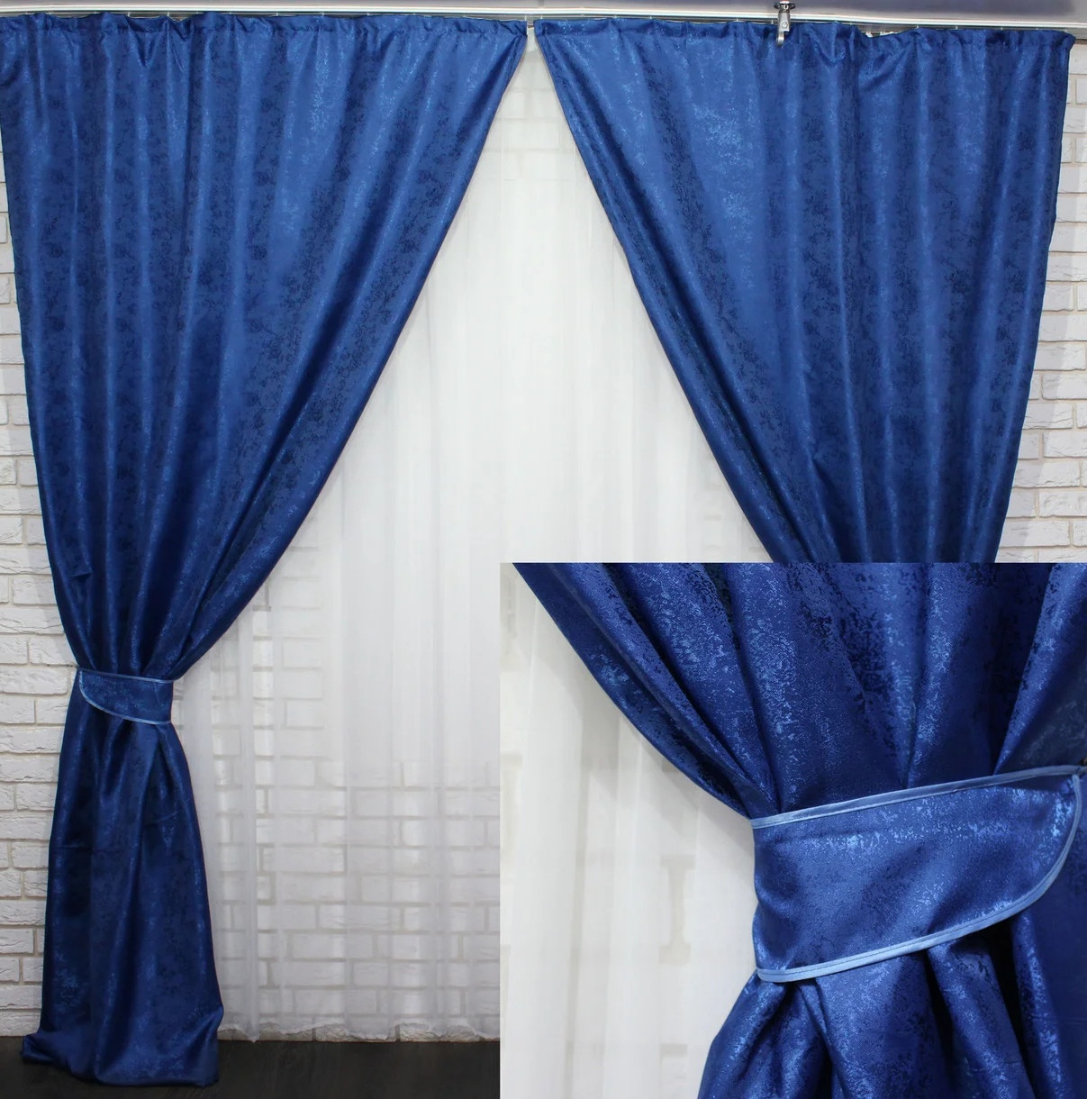 

Комплект жаккардовых штор Chtextil . Ширина каждой шторы по 2м Синий