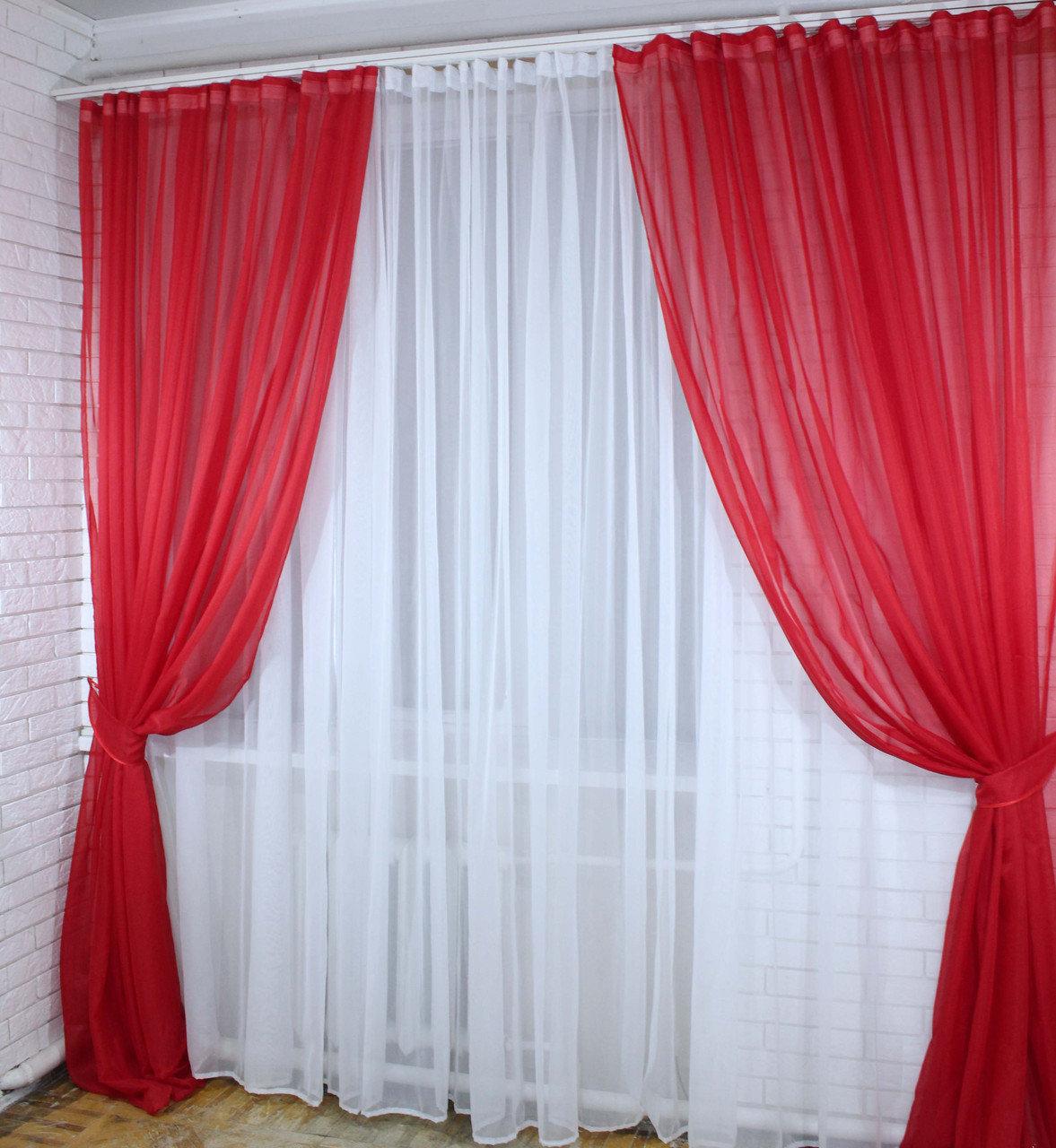 

Шторы Chtextil из шифона Красный Ширина каждой шторы по 2.5м