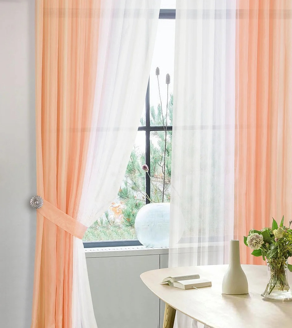 

Шторы Chtextil из вуали, цвет персиковый и белый На карниз 3м