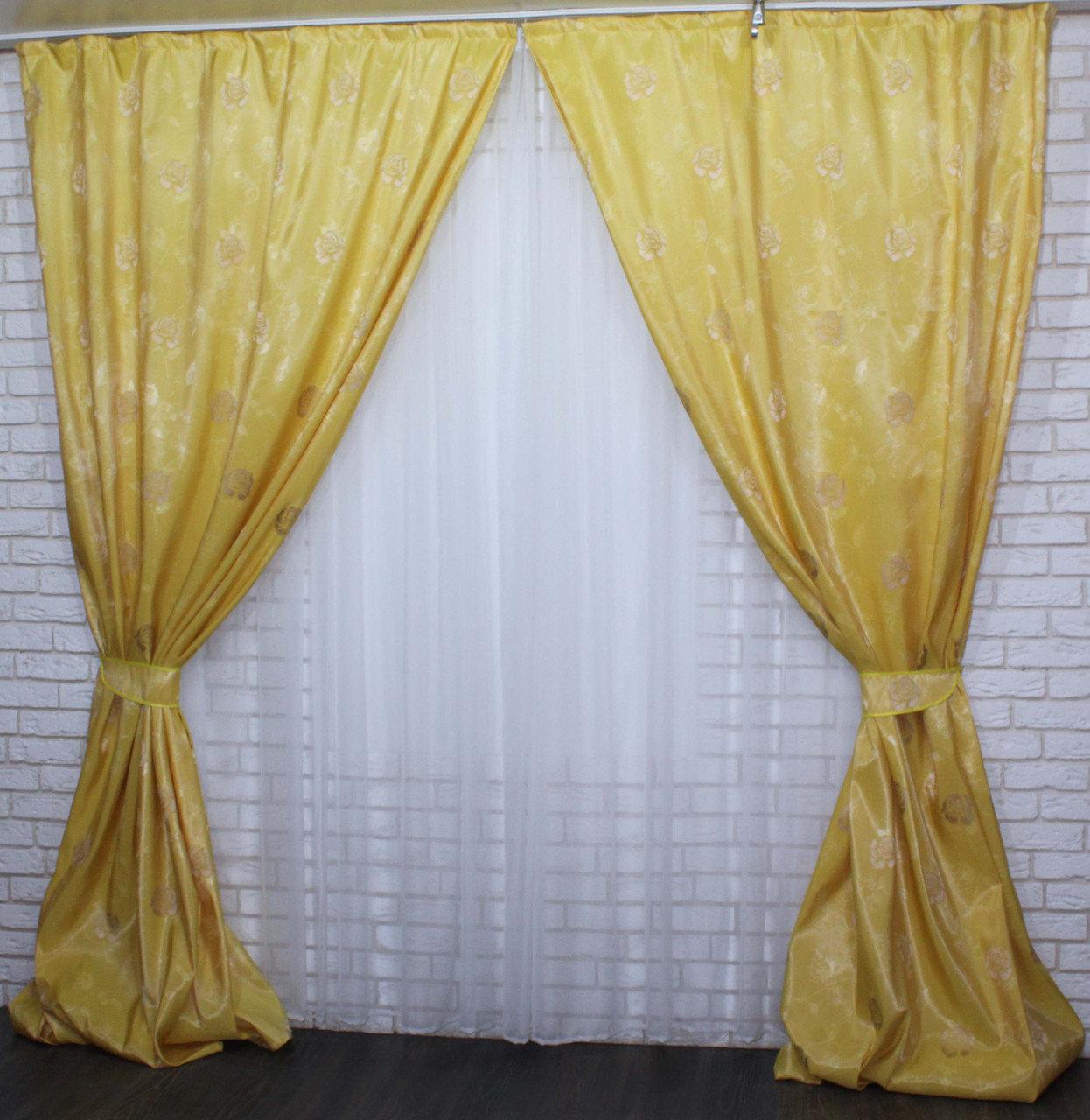 

Комплект штор Chtextil из жаккарда с отливом Ширина каждой шторы по 1.5м Желтые