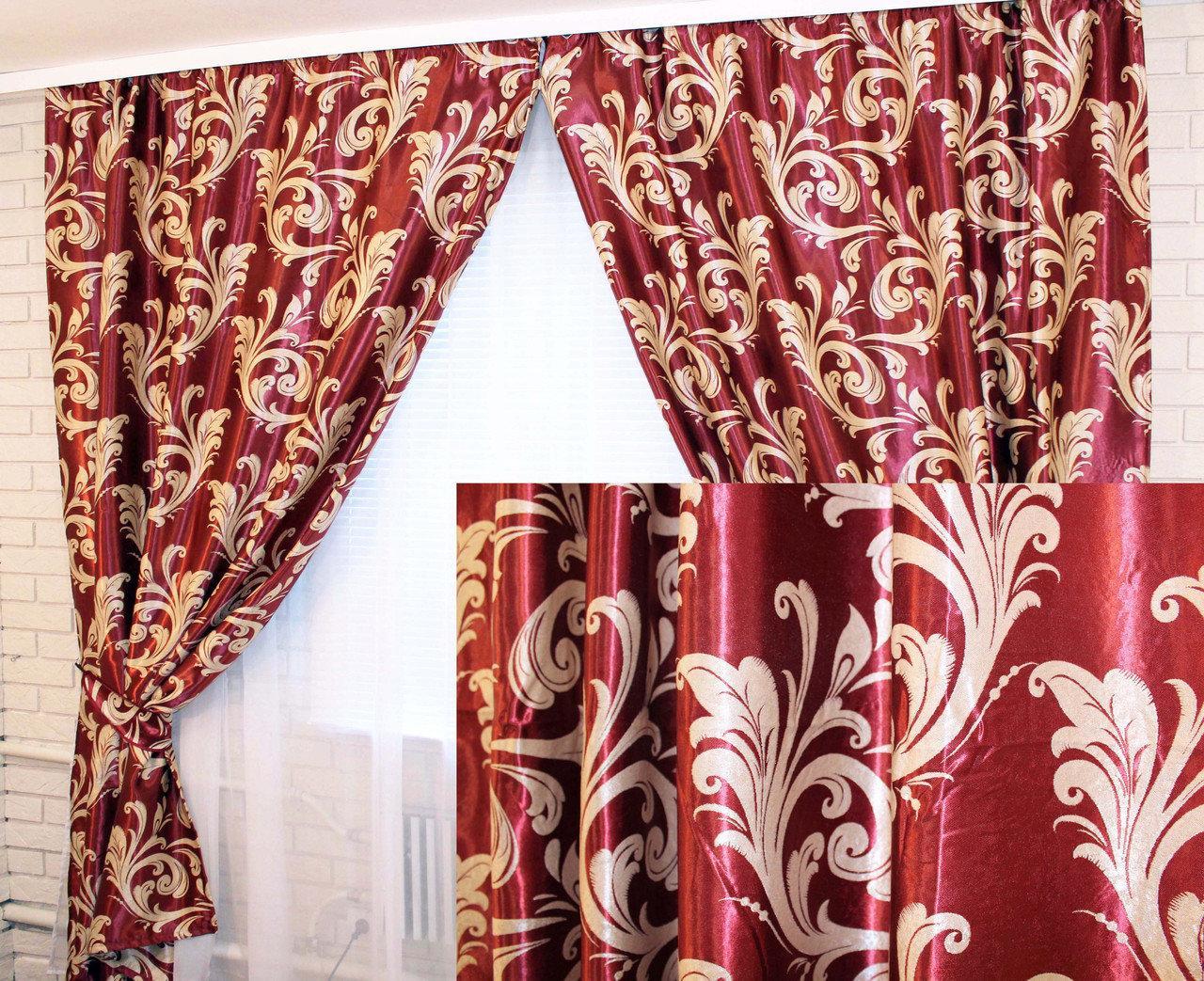 

Комплект штор блекаут Chtextil "Лілія". Бордовий 062ш (А )