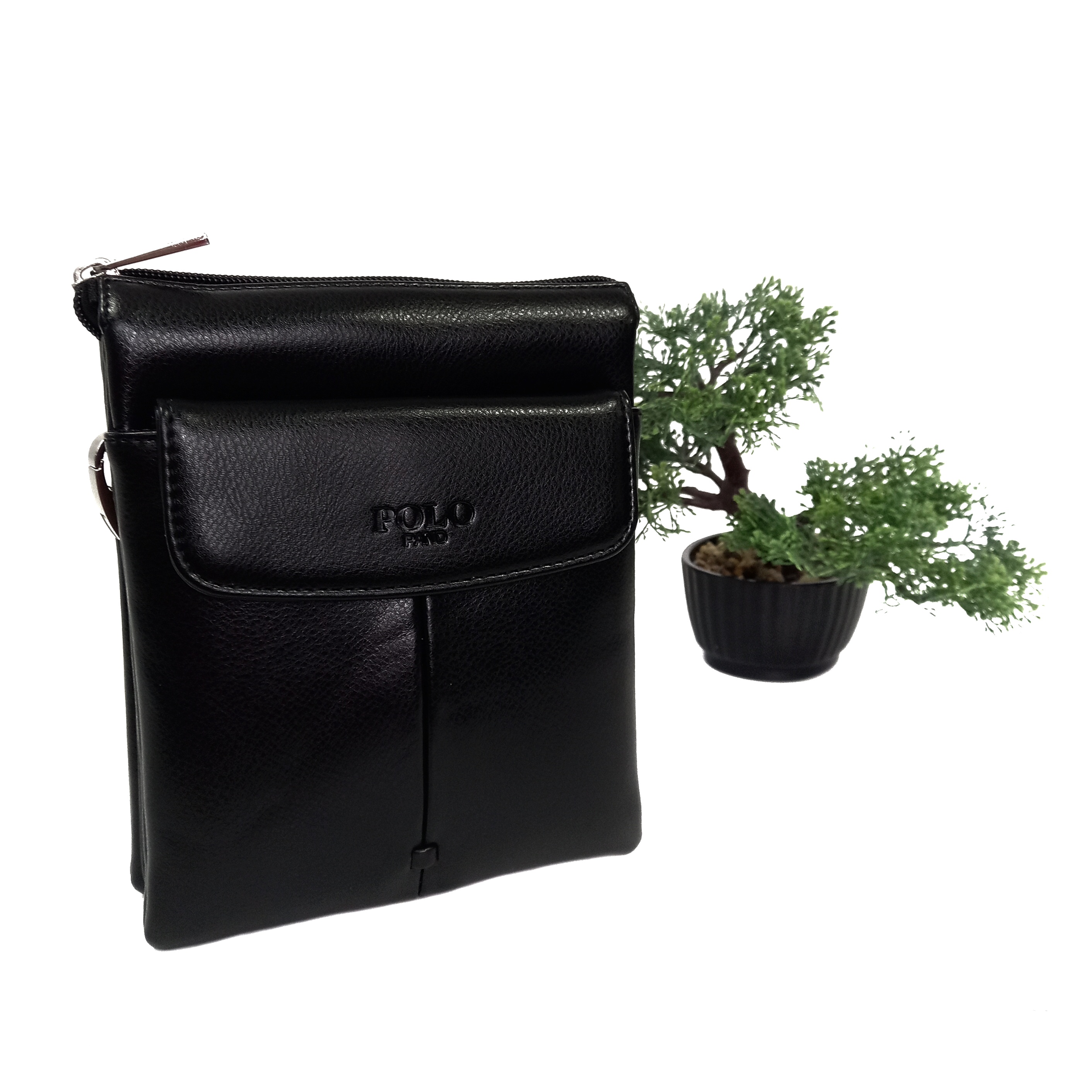 

Мужская сумка через плечо искусственная кожа Polo черный 8824-21 black