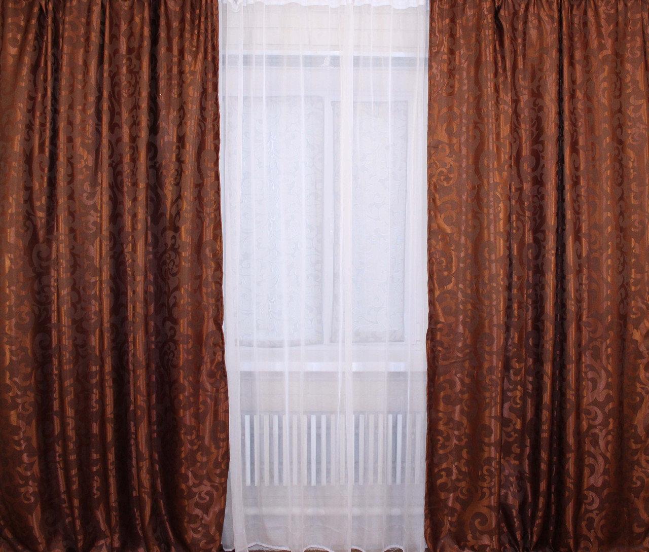 

Жакардовые шторы Chtextil Коричневые Ширина каждой шторы по 2.5м
