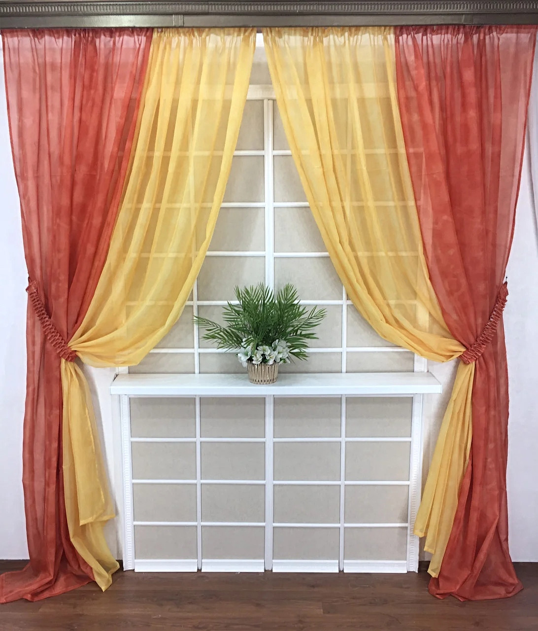 

Шторы Chtextil из шифона Красный с оранжевым
