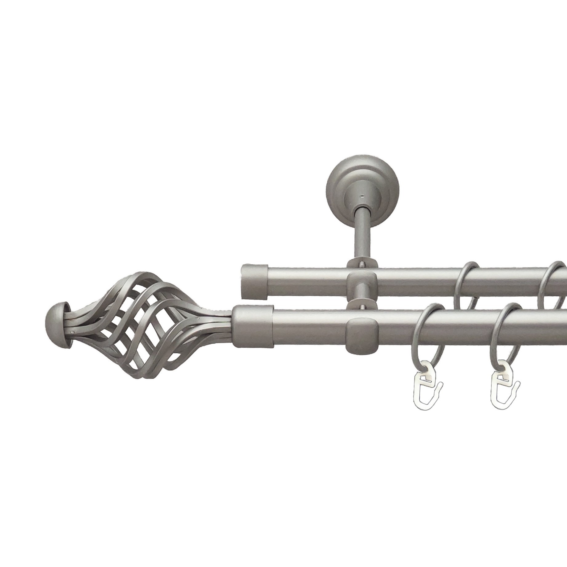 

Карниз Orvit Арезо металевий дворядний відкритий гладка труба кільце металеве Сатин 19\16 мм 200 см (00-00013669)