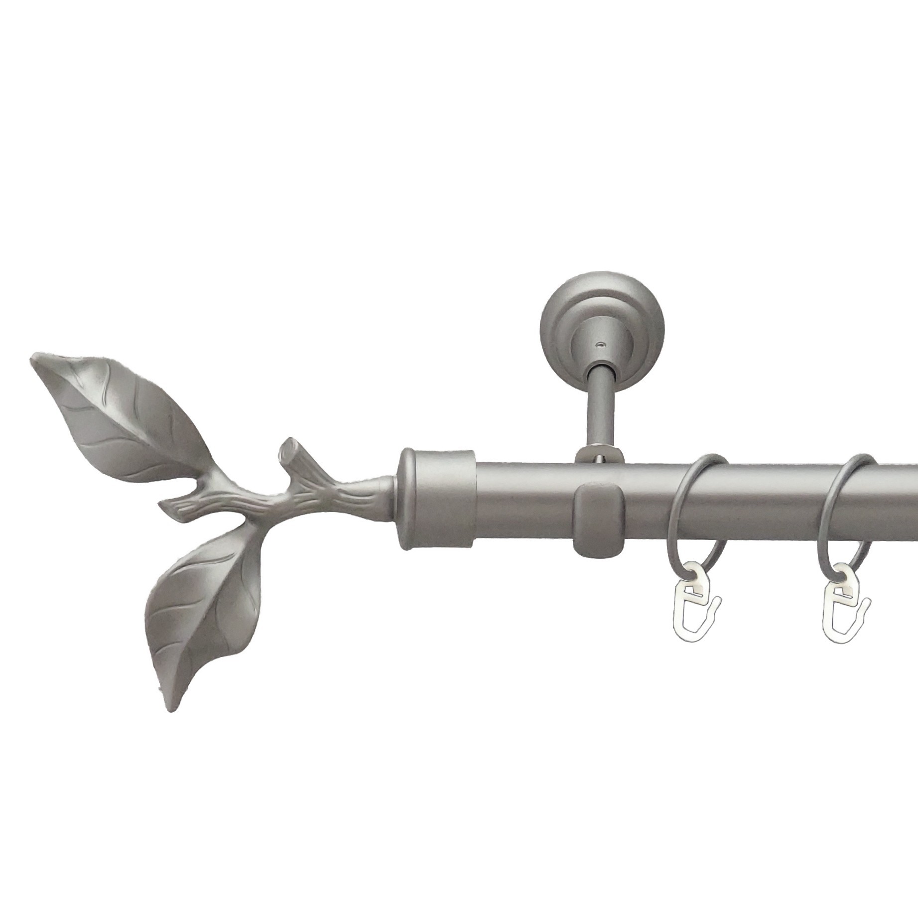 

Карниз Orvit Листок Троянди металевий однорядний відкритий гладка труба кільце металеве Сатин 25 мм 300 см