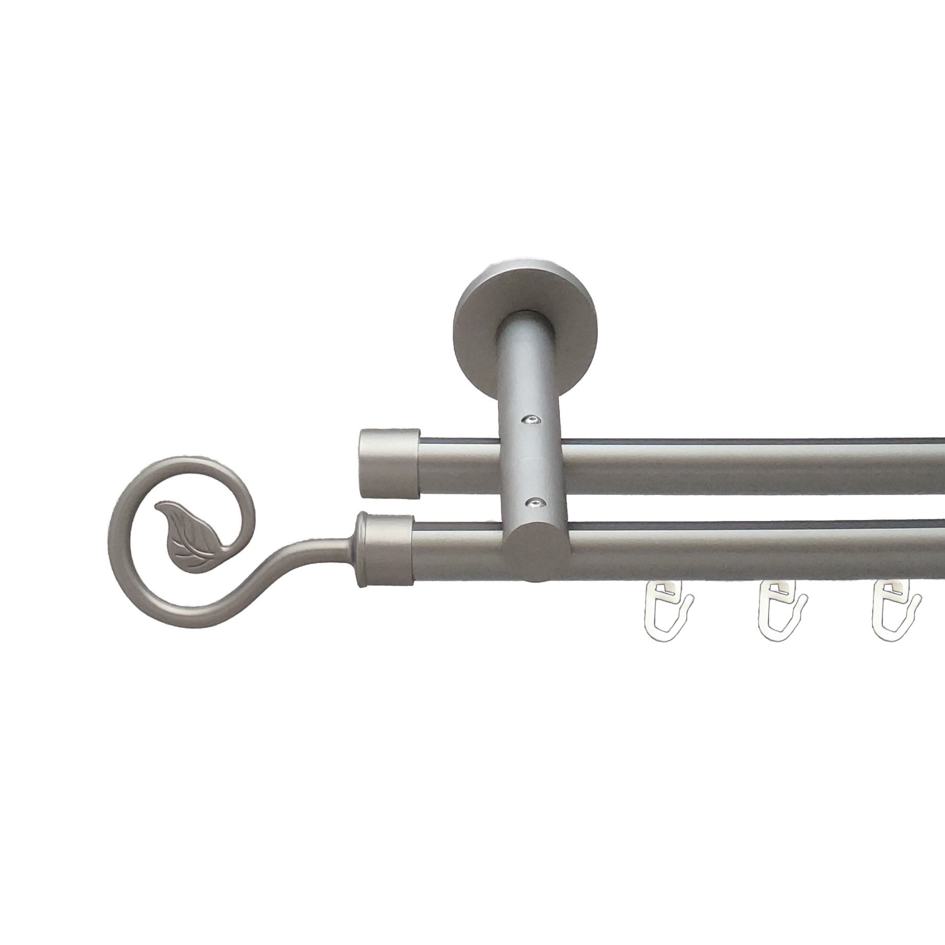 

Карниз Orvit Лукка металевий дворядний реверсивний профільна труба Сатин 19\19 мм 400 см