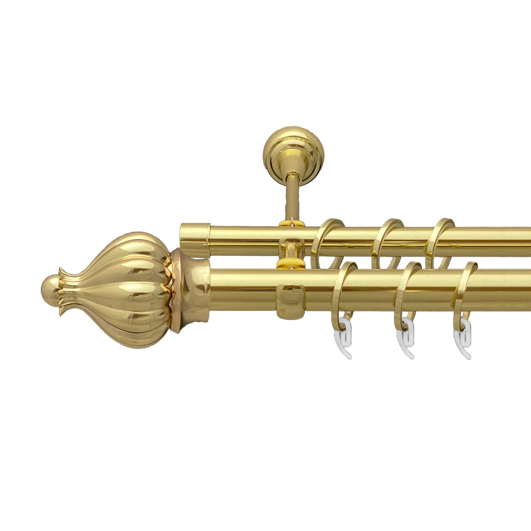 

Карниз Orvit Таджа металевий дворядний відкритий гладка труба кільце фасонне металеве Золото 25\19 мм 300 см