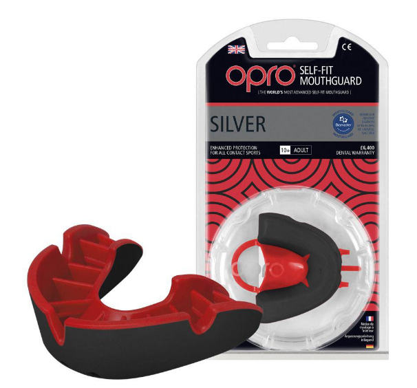

Капа OPRO Silver від 10 років антибактеріальна Black/Red