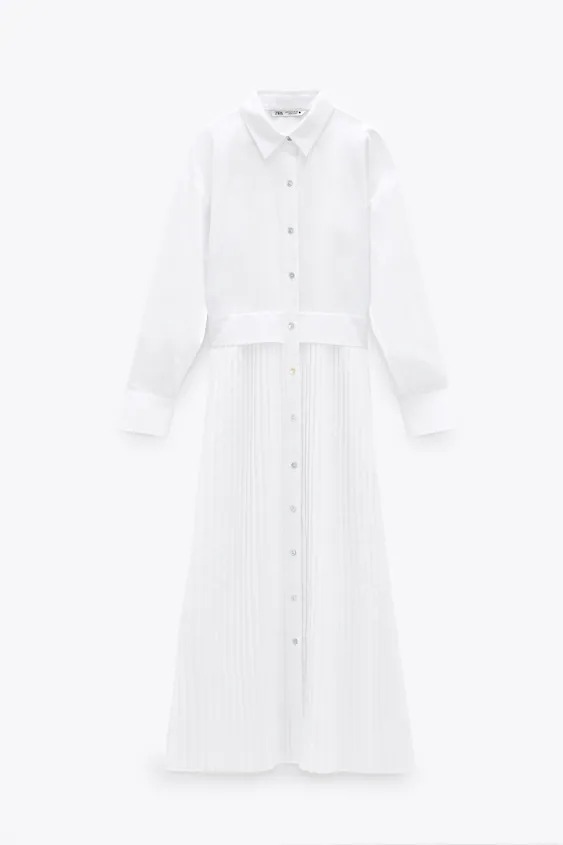 

Платье рубашка Zara  белый 9479253251, Платье рубашка Zara S белый 9479253251