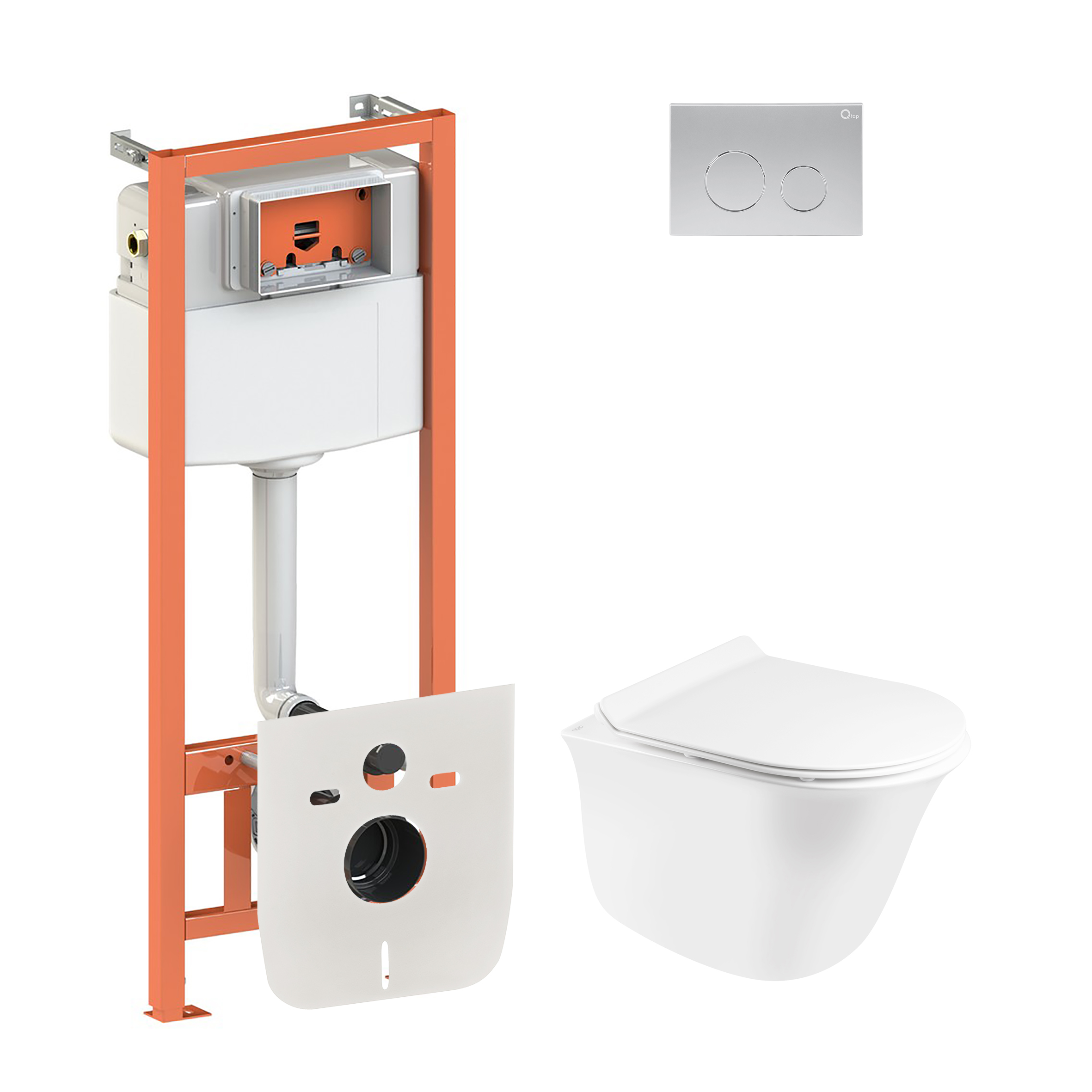 

Набор Qtap инсталляция 4 в 1 с панелью смыва Nest (QT0133M425 + QT0111M11111SAT) + унитаз с сиденьем Virgo QT1833051ERW