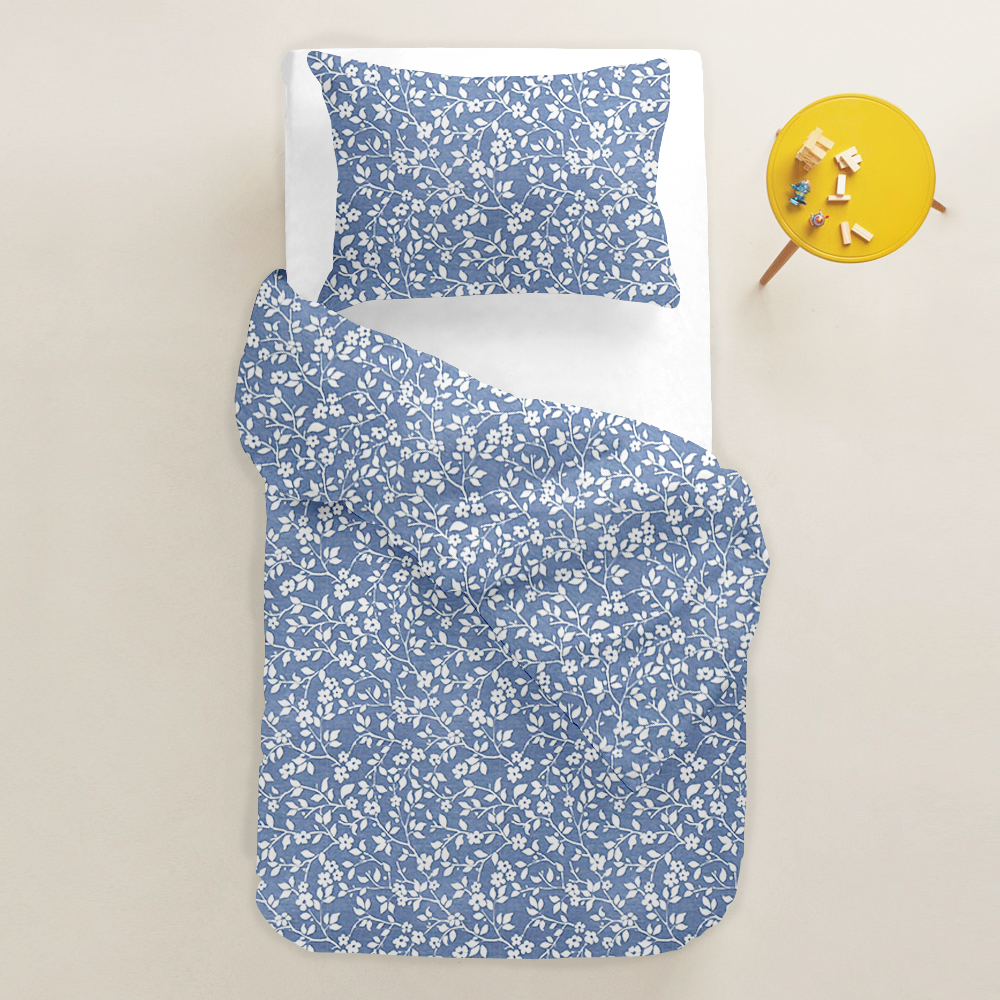 

Комплект подросткового постельного белья Cosas на резинке Flowers White Blue White 160 х 220 см