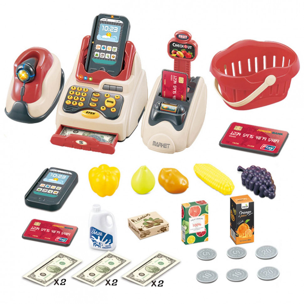

Игровой набор Кассовый аппарат 668-92, продукты деньги терминал