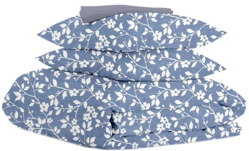 

Комплект полуторного постельного белья Cosas Flowers White Blue Steel 160 х 220 см