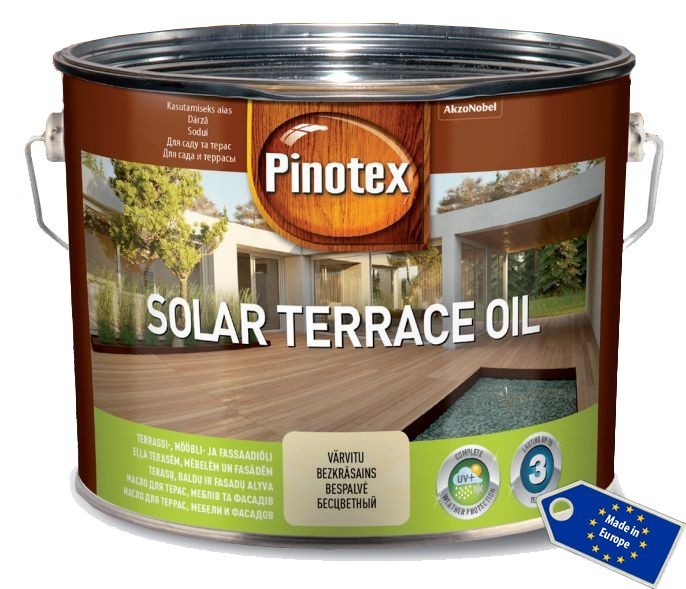 

Масло на водной основе PINOTEX SOLAR TERRACE OIL для террас, мебели и фасадов 9,3 л