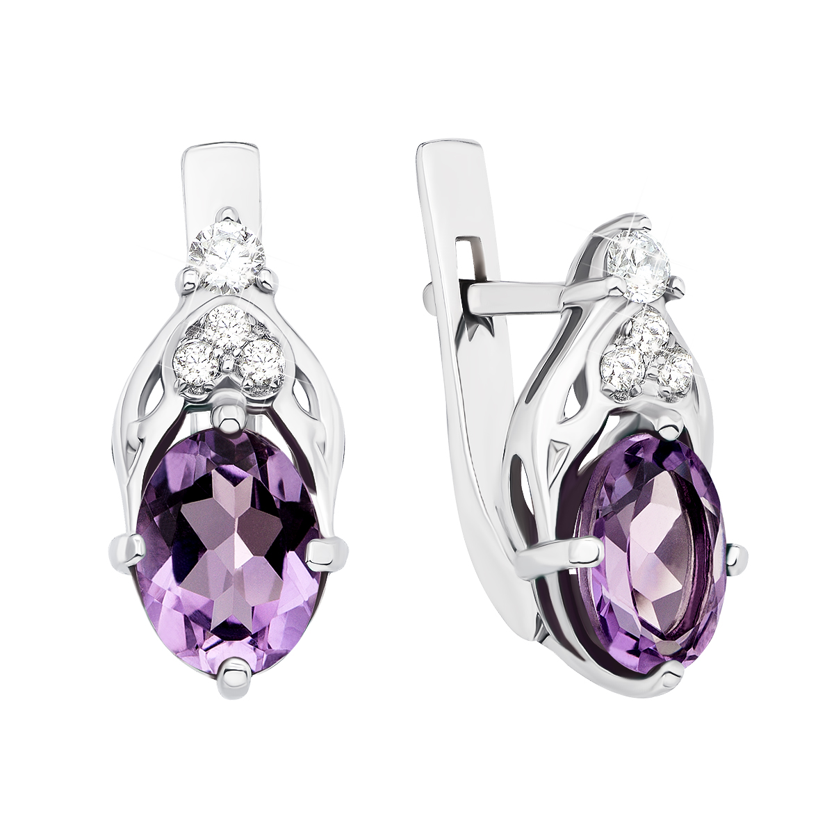 

Серебряные серьги с аметистами и фианитами 000136327