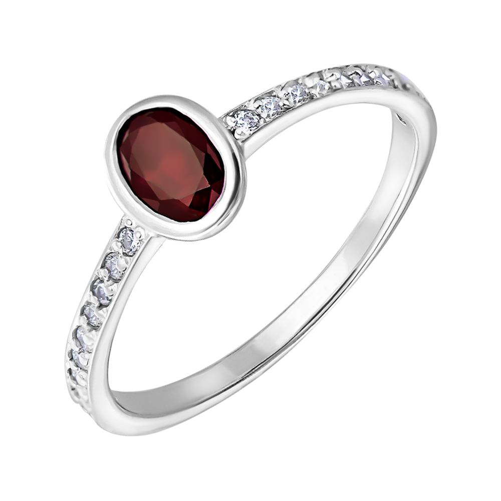 

Серебряное кольцо с гранатом и фианитами 000125131 18.5 размера