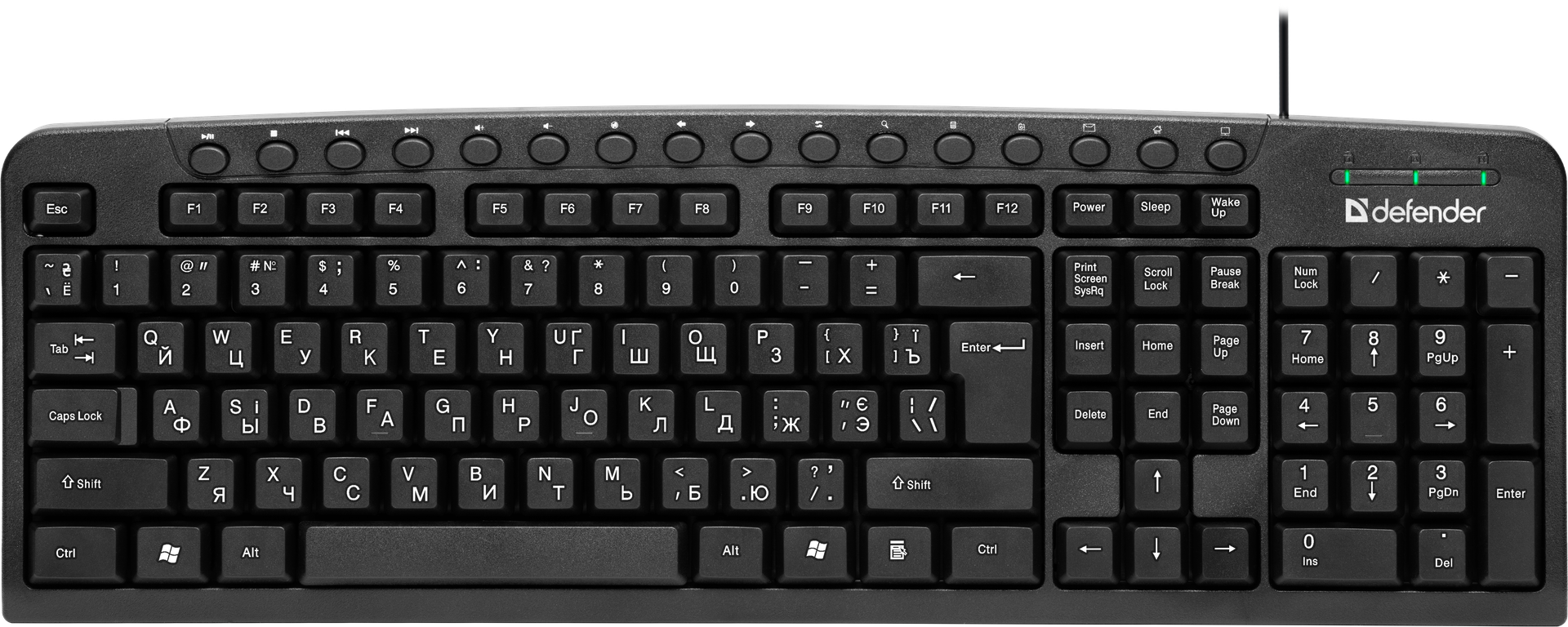 

Клавиатура проводная Defender Focus HB-470 UKR USB Black (45471)