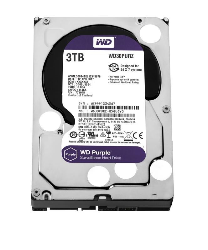 

Жесткий диск HDD SATA 3.0TB WD Purple 5400rpm 64MB (WD30PURZ)