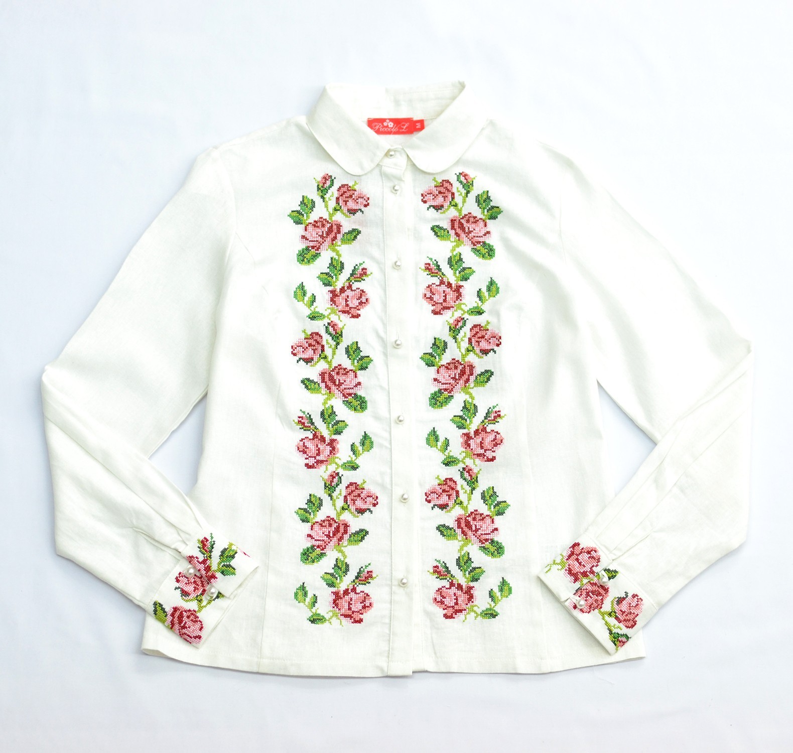 

Вышиванка Piccolo L Роза  Молочная, Вышиванка Piccolo L Роза 2XL Молочная