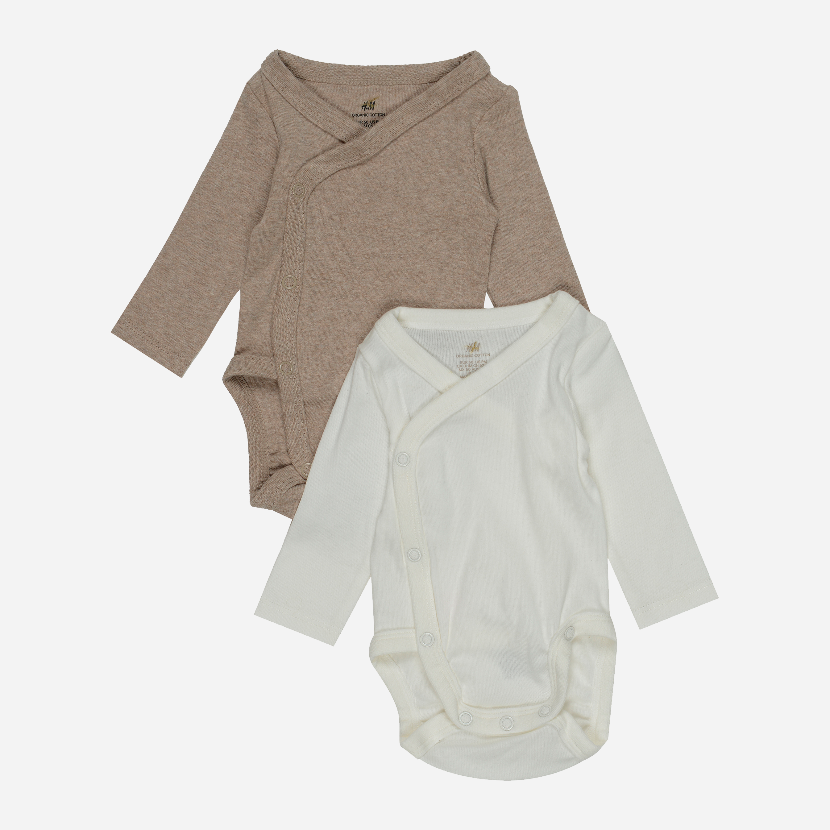 

Боди H&M 1502-8143062 50 см 2 шт Бело-бежевое