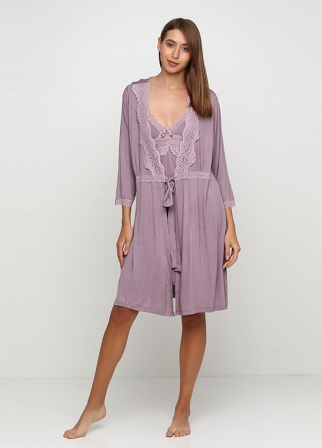 

Комплект женский (сорочка, халат) Cotpark  сиреневый, Комплект женский (сорочка, халат) Cotpark L сиреневый