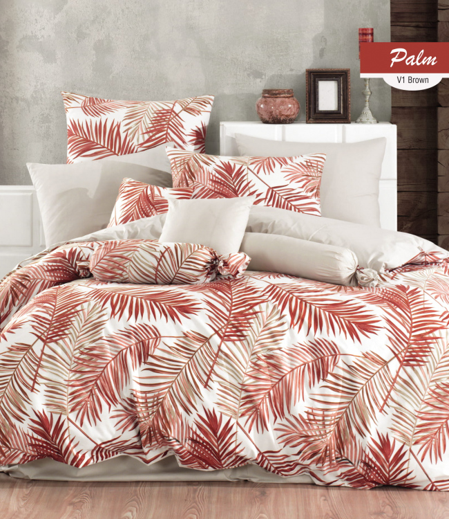 

Комплект постельного белья Zugo Home Palm kahve Евро ранфорс арт.ts-02898
