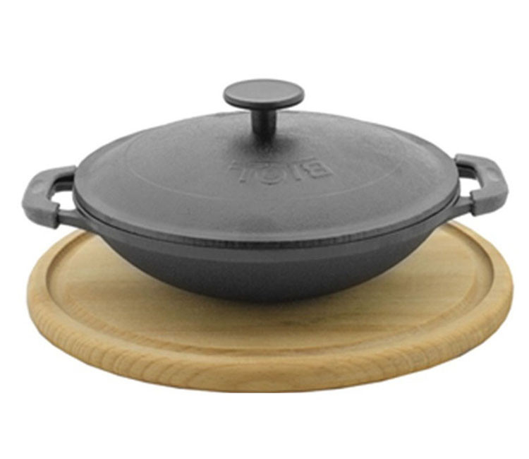 

Сковорода Биол чугунная порционная 18 см WOK 1818KD 0,8 л. с подставкой