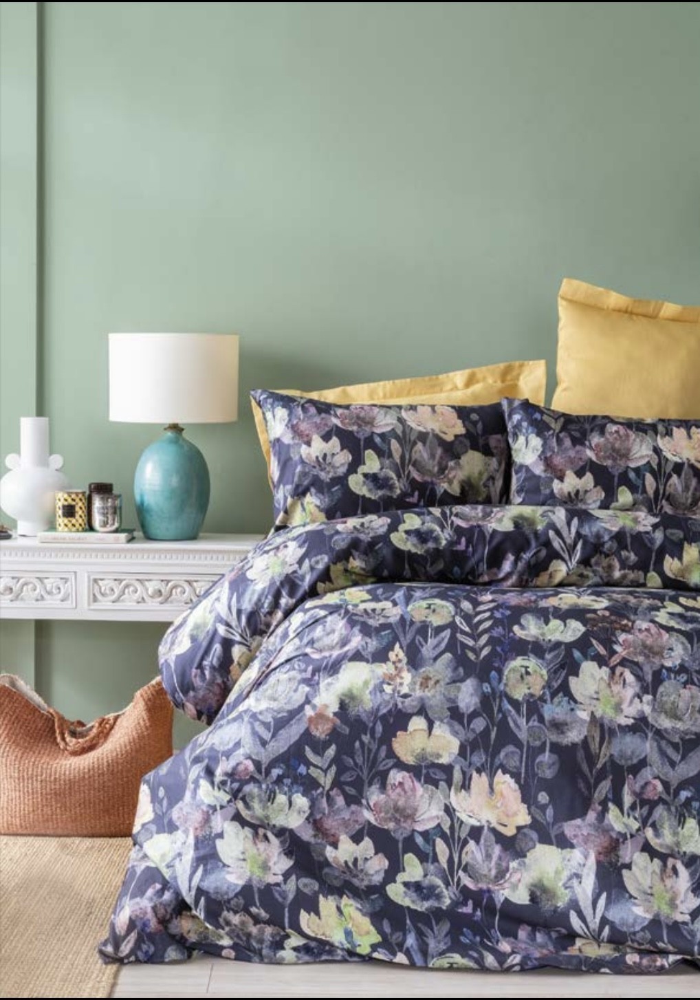 

Комплект постельного белья Issimo Home Moss евро синий сатин делюкс