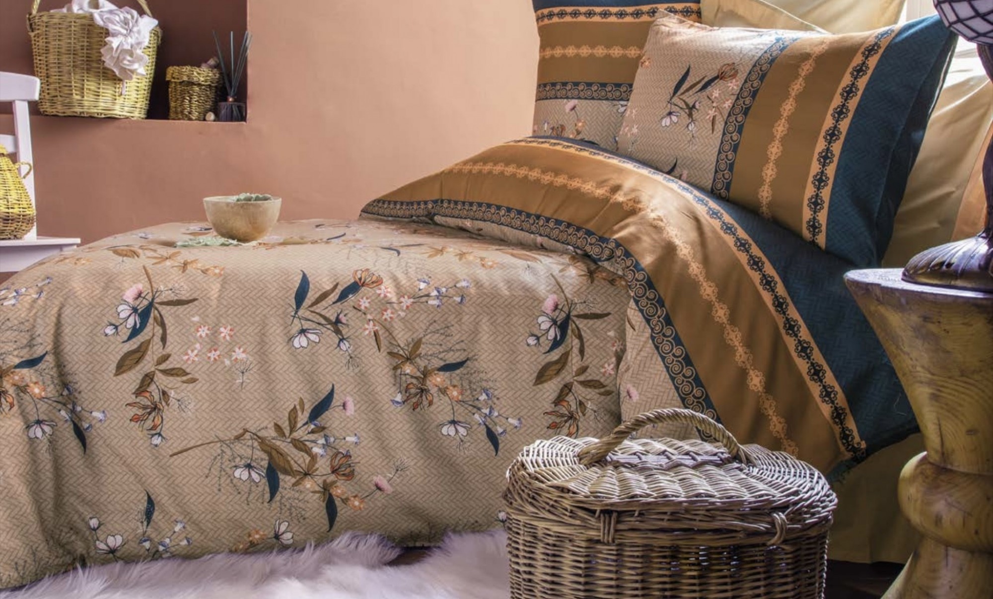

Комплект постельного белья Issimo Home Nagoia евро бежевый хлопок