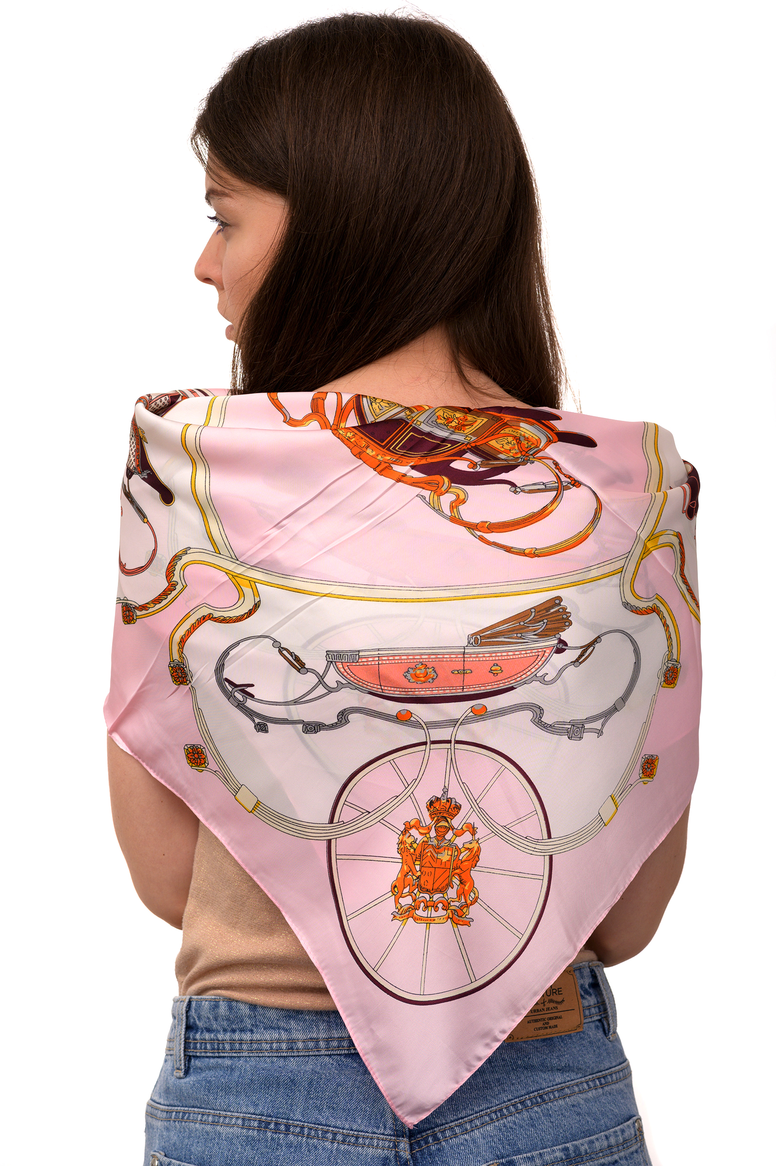 

Хустка 70 * 70 см Рожево-білий (GL2307 pink-white)
