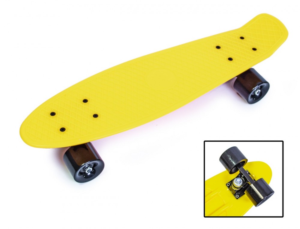 

Скейт Penny Board. Желтый цвет. Матовые колеса