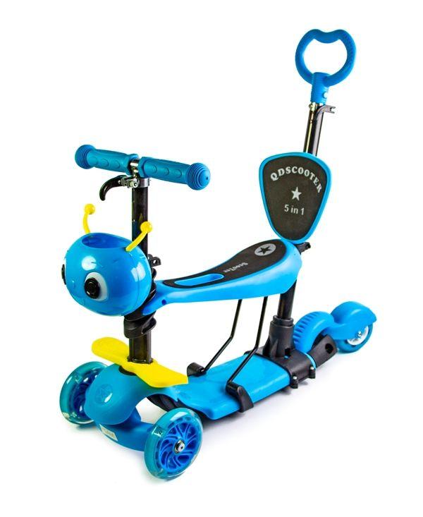 

Самокат деткаий Scooter Пчелка 5 in 1 родительская ручка Голубой (2T1076)